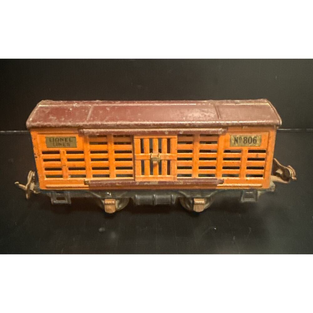 Lionel Prewar 806 O Gauge Cattle Stock Car Maroon Roof Steel Vintage